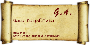 Gass Aszpázia névjegykártya